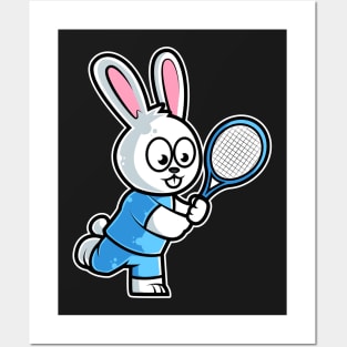 Rabbit Tennis Player Funny Coach Bunny product Posters and Art